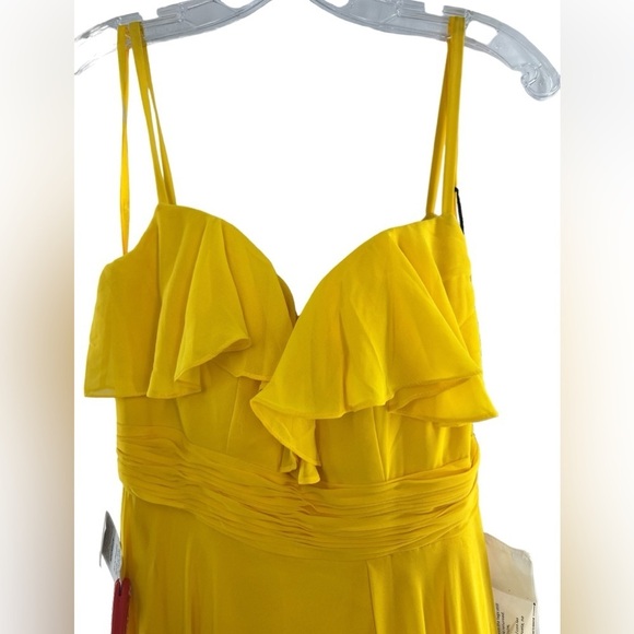 NWT Mac Duggal Spaghetti Strap Sunshine Yellow Ruffle Dress 4 - Picture 5 of 10